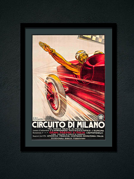 Circuito Di Milano Vintage Racing Car Poster 1924