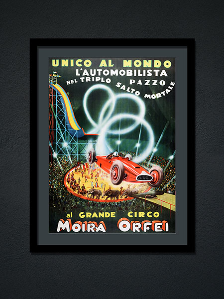 Circus Queen Moira Orfei Italy Vintage Car Stunt Poster 1960