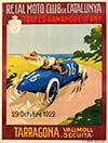 Armangue Trophy Tarragona Spain Vintage Motor Racing Poster 1922