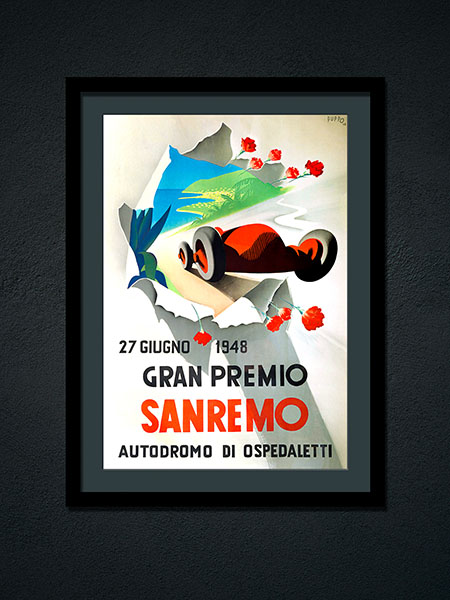 Gran Premio Sandremo Vintage Motor Racing Poster 1948