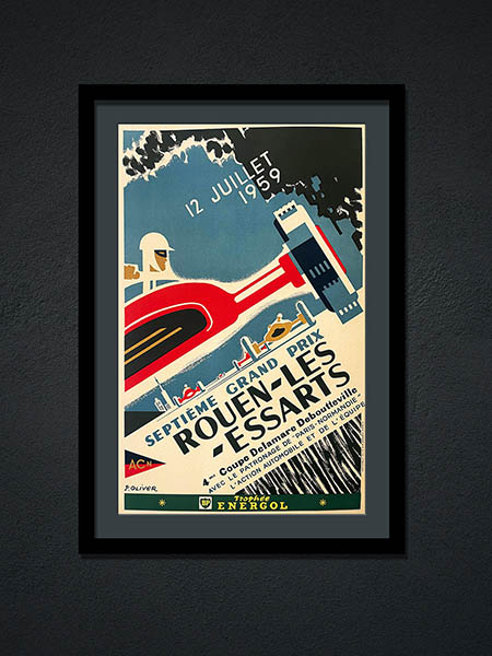 Septieme Grand Prix France Vintage Racing Poster 1959