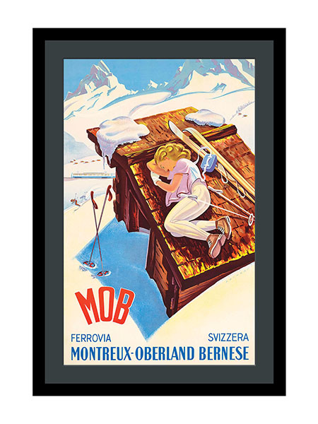 Mob Montreaux Oberland Bernese Swiss Vintage Ski Poster 1956