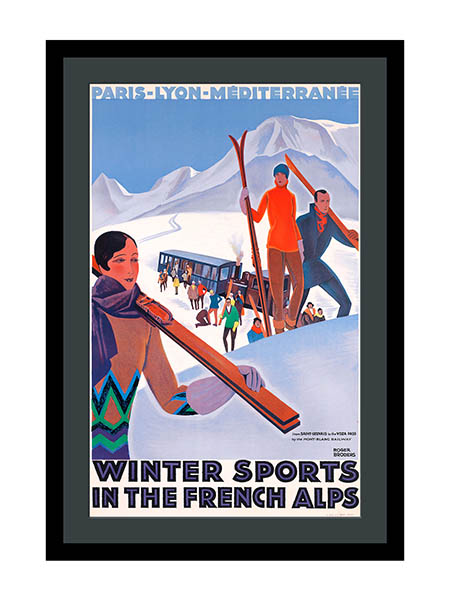 Winter Sports In The French Alps Vintage Skiing Poster 1930s
