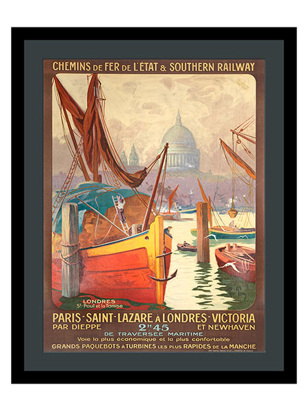 Chemins De Fer De L'etat Et Southern Railway, Paris to London Vintage Travel Poster 1900