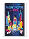 New York Fly TWA Vintage Travel Poster 1960 Print