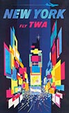 New York Fly TWA Vintage Travel Poster 1960