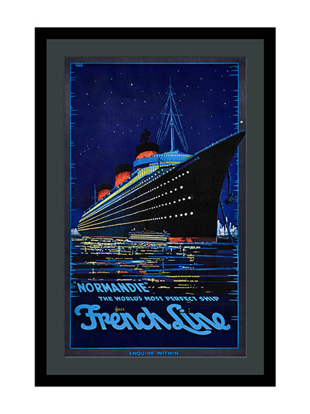 Normandie The World's Most Perfect Ship Vintage Travel Poster 1936