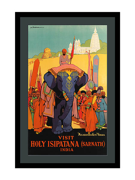 Visit Holy Isipatana India Vintage Travel Poster 1935